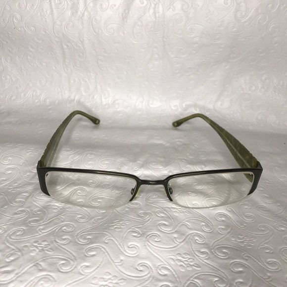 BCBG Max Azria Anjolie Eyeglass Frame Italy Half Rimless 53 17 135 Green Floral - Picture 2 of 12